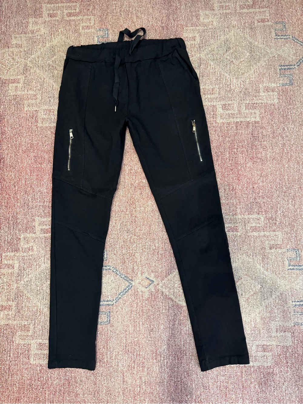 Tina Stephen’s Made in Italy drawstring Italian Magic pants w/zippers one sz